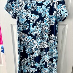 Lilly Pulitzer T-shirt Dress Floral Blue Women's Mini Dress